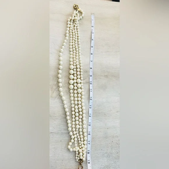 J. Crew Multi-Strand Costume Pearl Necklace with Gold Tone Clasp - Picture 4 of 4
